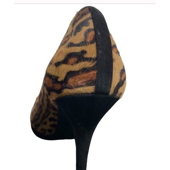 STUART WEITZMAN V Vamp Fur Leopard Platform Heels Vintage Wild Sexy 80s 1980 9.5 - Picture 6 of 12